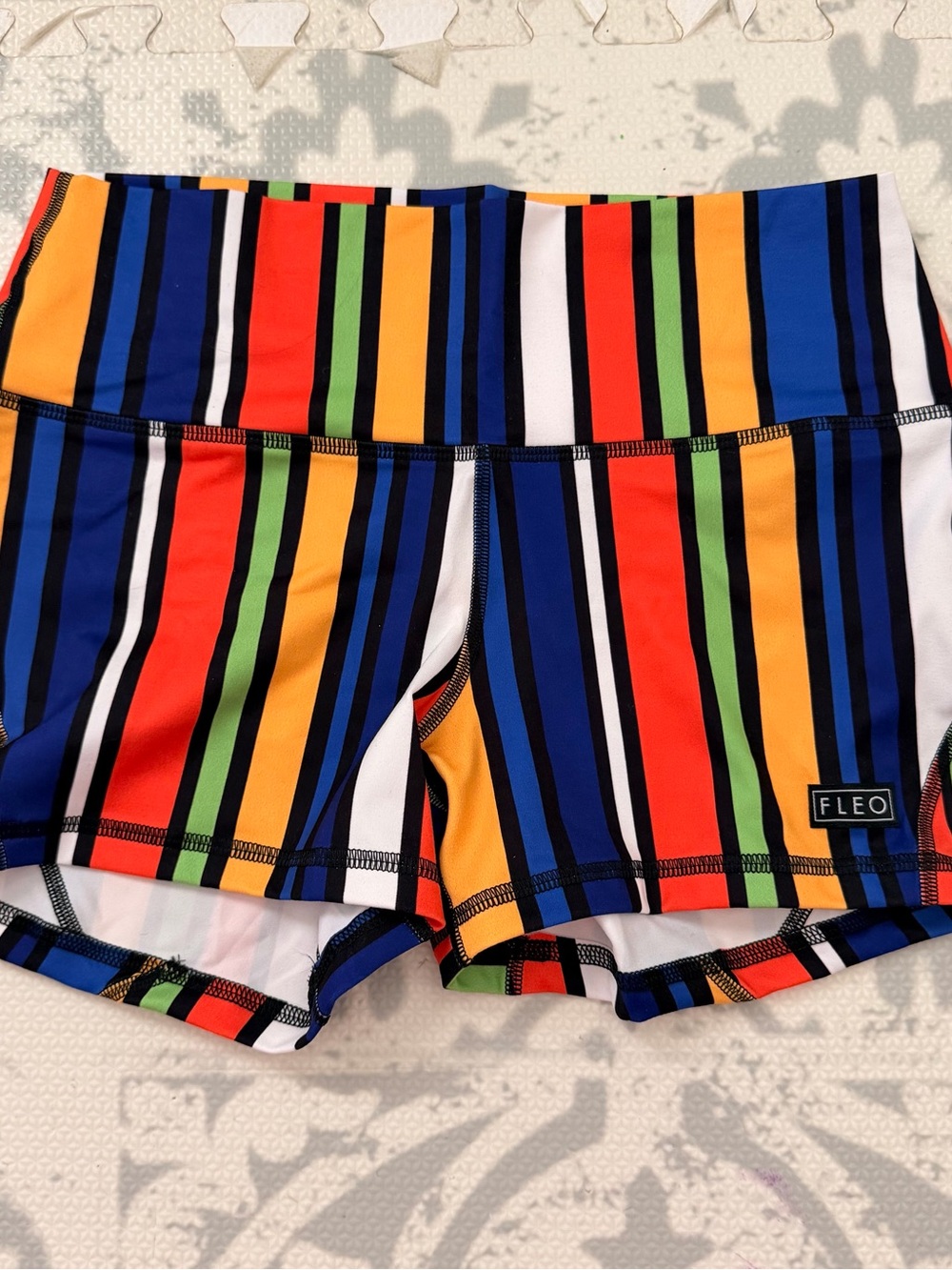 New Fleo Striped Performance Shorts in Blue, Orange, Red, Green, Black & White M